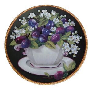 Gloria Fine Porcelain Handwork Coleccion Beatriz Ciruelas Decorative Wall Plate